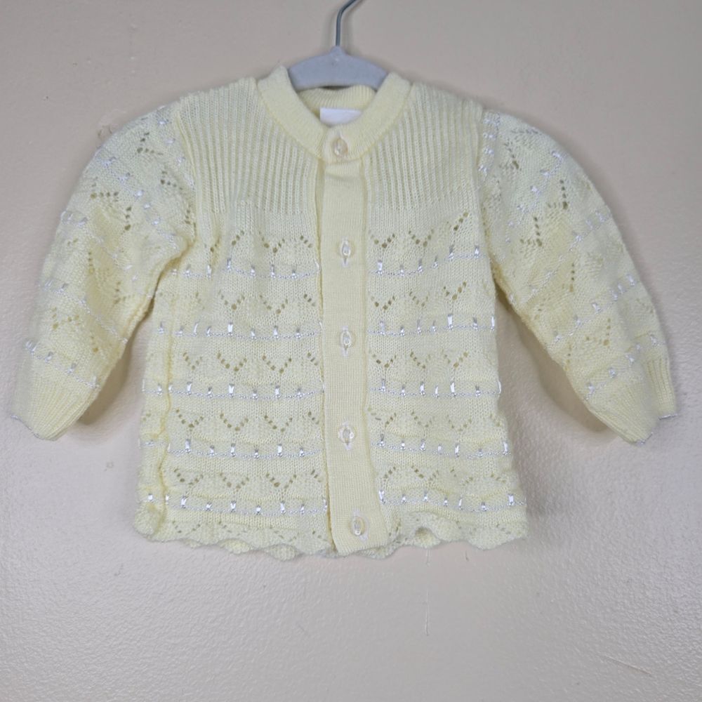 Vintage yellow knitted cardigan sweater size 2t